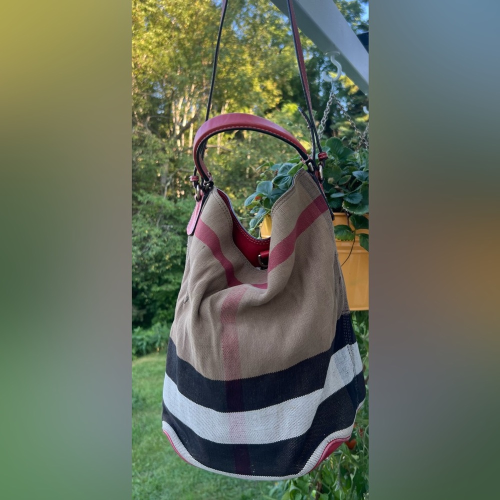 Authenticated Burberry full size Ashby bucket bag